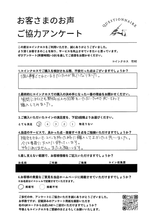 I.Y.様 30代 満足度 ★★★★★