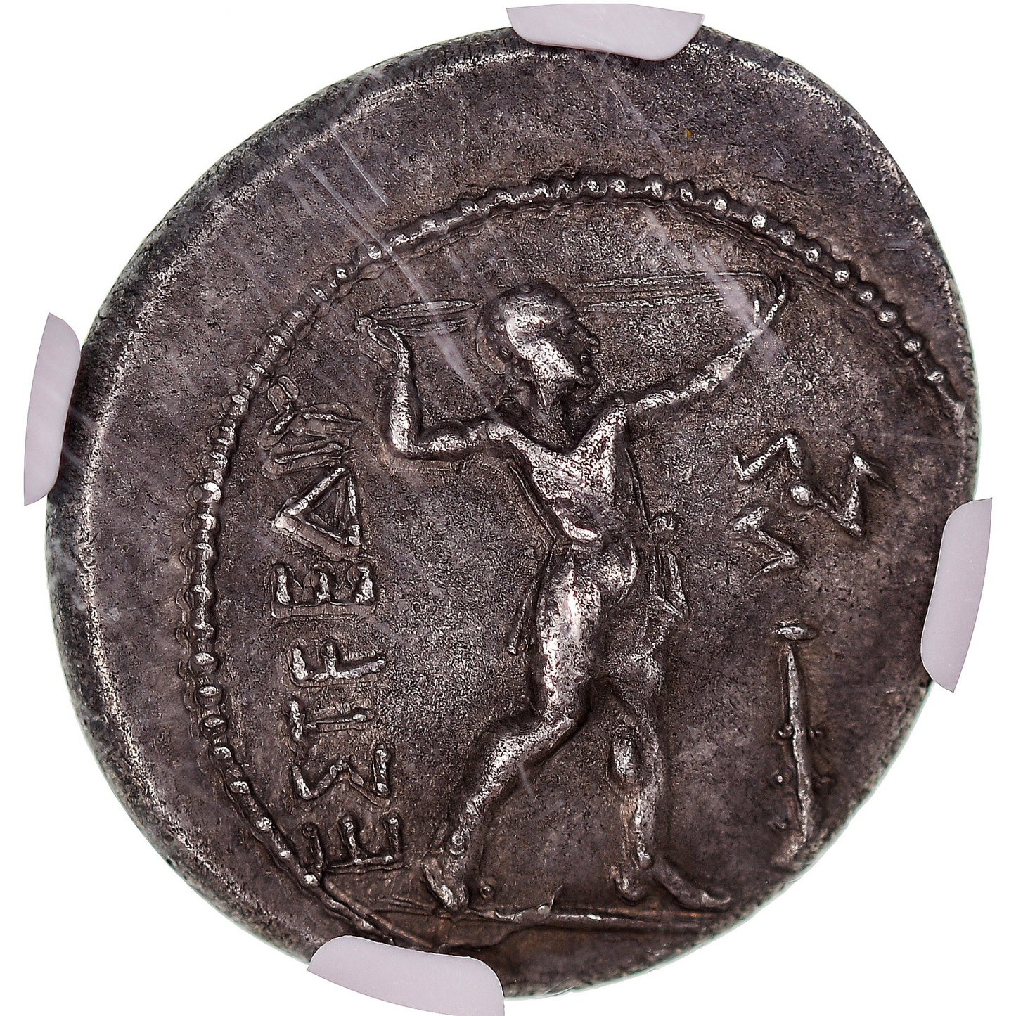 【リングに咲く“古代オリンピア”】アスペンドス スターテル銀貨〈NGC Ch XF〉— レスラー図&スリンガー図