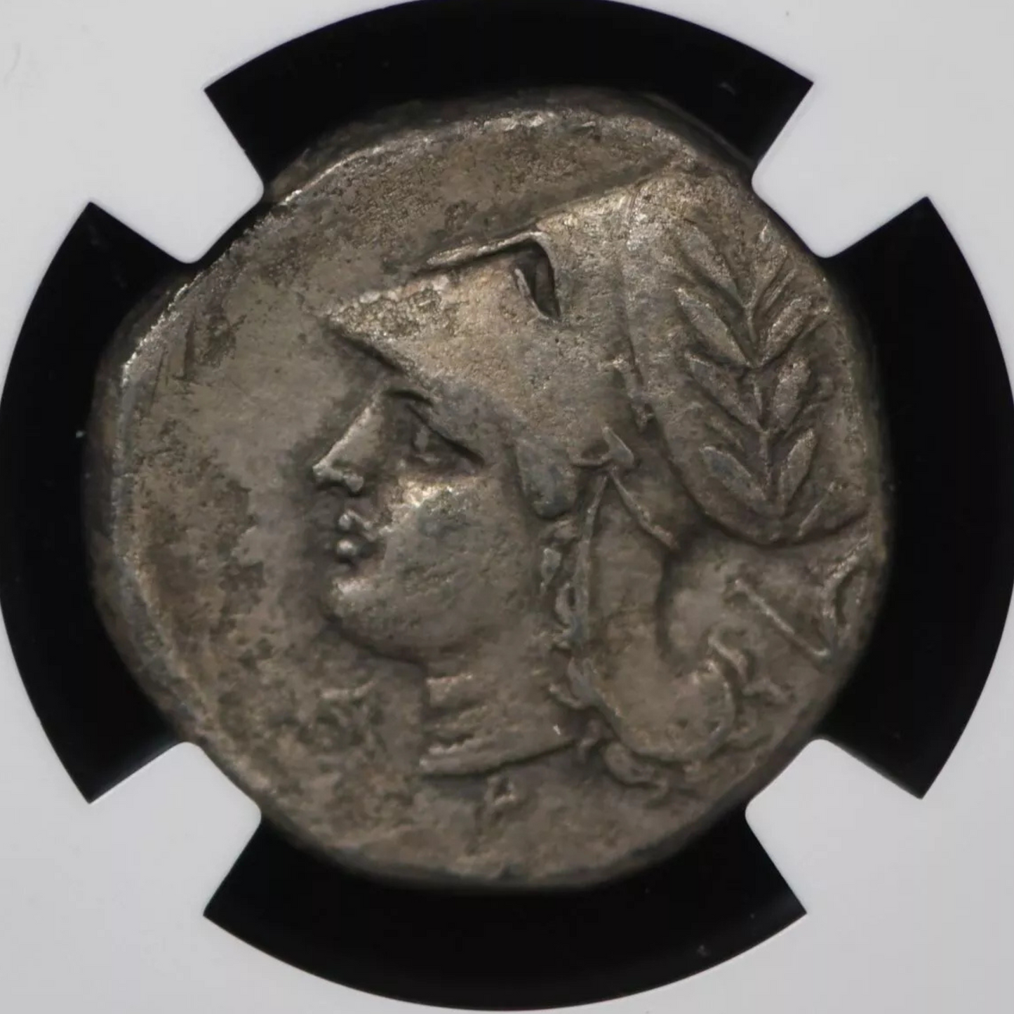 【“ペガサス翔る海上リラ”】コリントポリス スターテル銀貨〈NGC Ch VF〉— 翔翼ペガサス & コリント式兜のアテナ