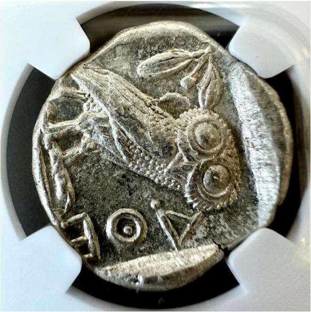 【“世界初の国際通貨”】アテネ フクロウ テトラドラクマ銀貨〈NGC MS〉
