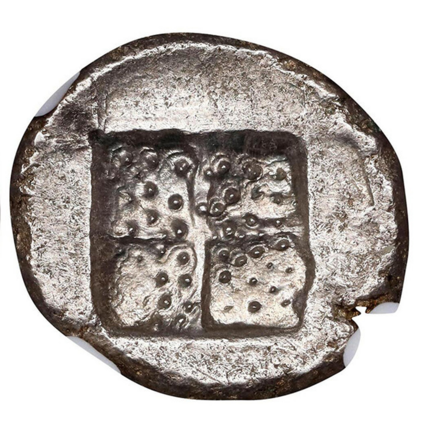 【“盲人の町”と呼ばれた港湾都市】カルケドン ドラクマ銀貨〈NGC MS〉— 牡牛図&粒状四分割インキュース