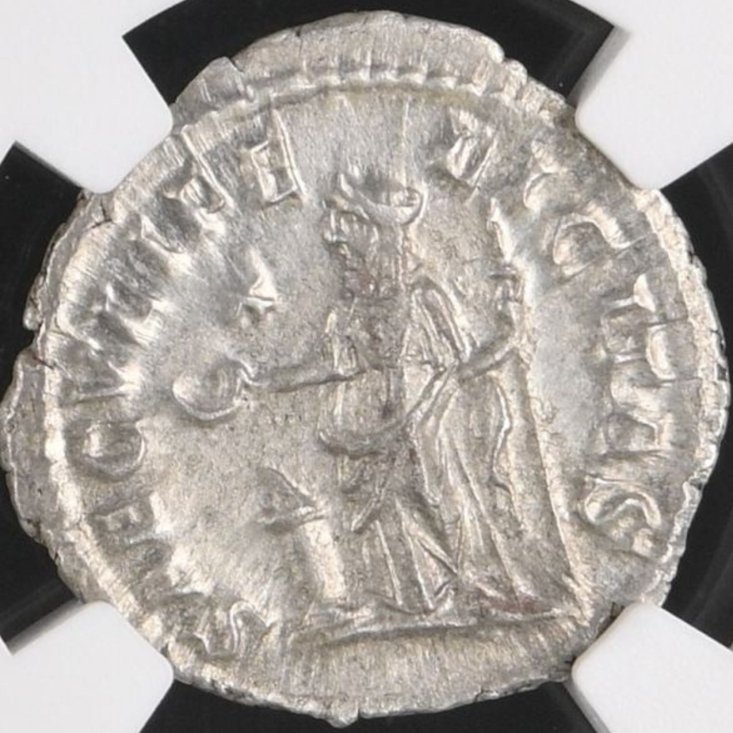 【“影の女帝の策謀”】ジュリア・メサ デナリウス銀貨〈NGC MS〉— フェリキタス祭壇奉納