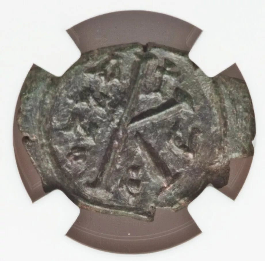 【“東ローマ復興の銅輝”】マウリキウス=ティベリウス 20 ヌンミ銅貨〈NGC Ch AU〉— 月桂冠胸像 & 大型“K” 伯符