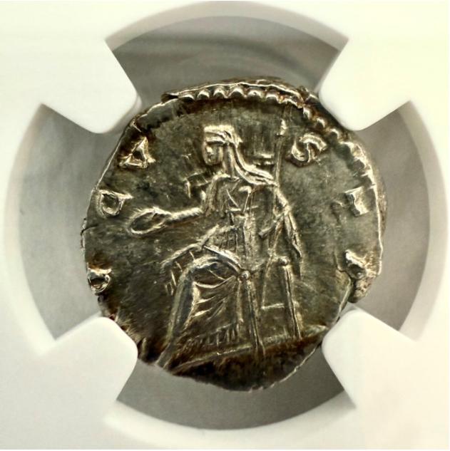 ローマ帝国 デナリウス銀貨 大ファウスティナ AD 141 “DIVA FAVSTINA” 〈NGC MS〉