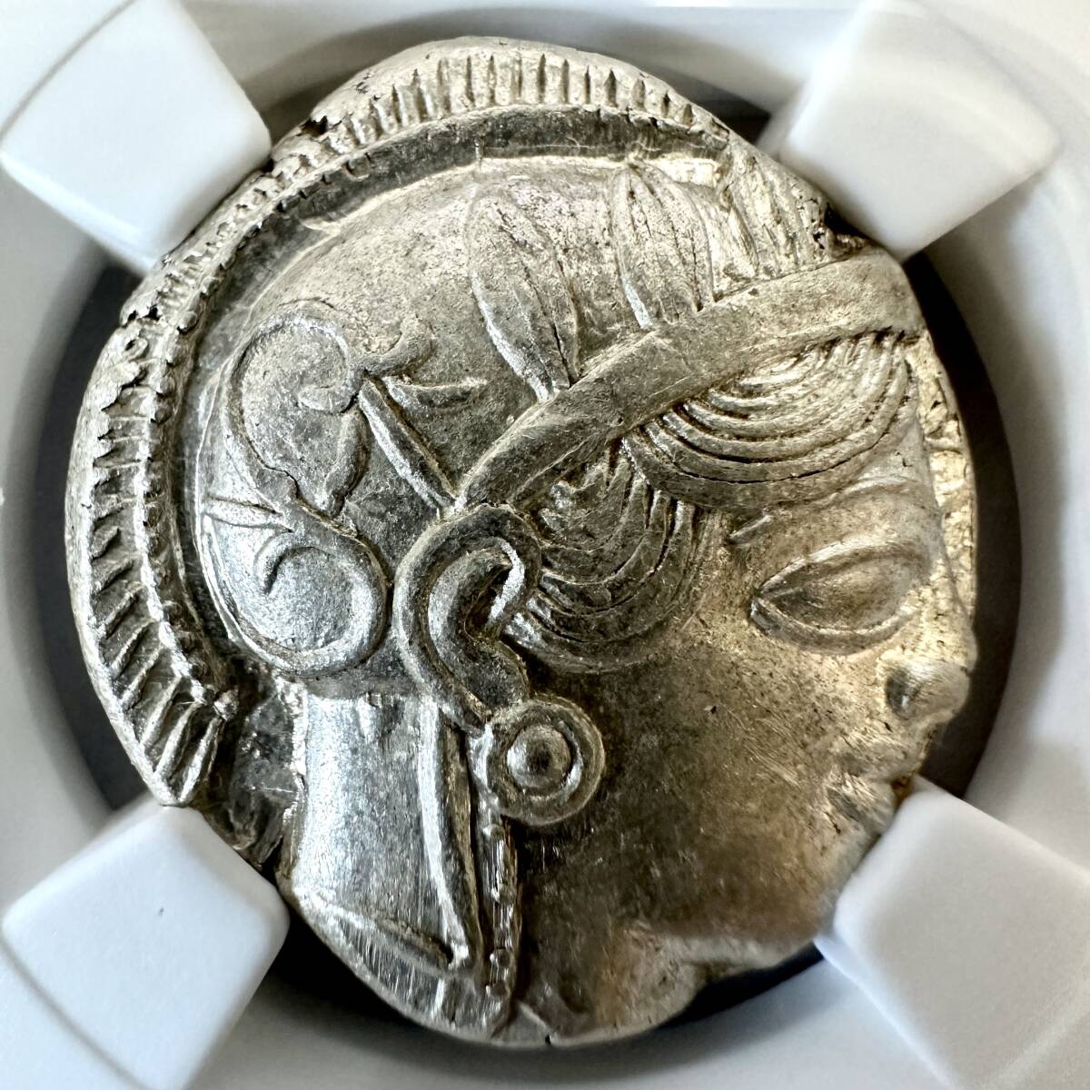 【“世界初の国際通貨”】アテネ フクロウ テトラドラクマ銀貨〈NGC MS〉