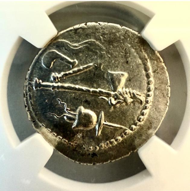 【ローマ共和政の転換点】ユリウス・カエサル “エレファント” デナリウス銀貨〈NGC AU〉