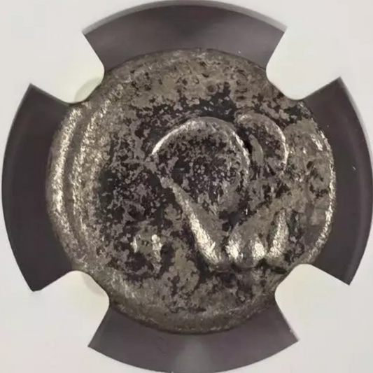 【“エーゲ海に咲く太陽の薔薇”】ロドス島 ディドラクマ銀貨〈NGC VF〉— 正面ヘリオス & 開花ローズ図